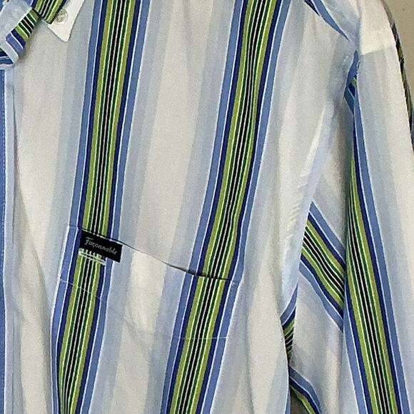 Facconable French Riviera Classique Striped Long Sleeve Button Down Shirt Mens M - Picture 3 of 11